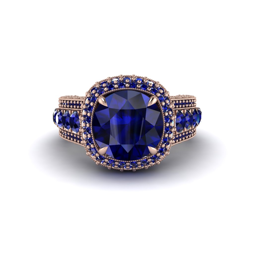 Sapphire Radiant Majesty Pave Engagement Ring - Cataleya No. 74