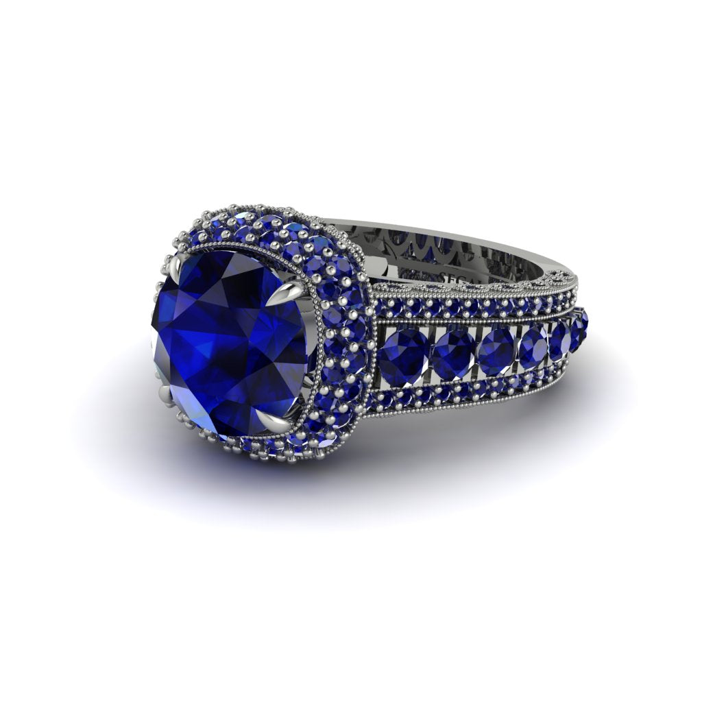 Sapphire Radiant Majesty Pave Engagement Ring - Cataleya No. 75