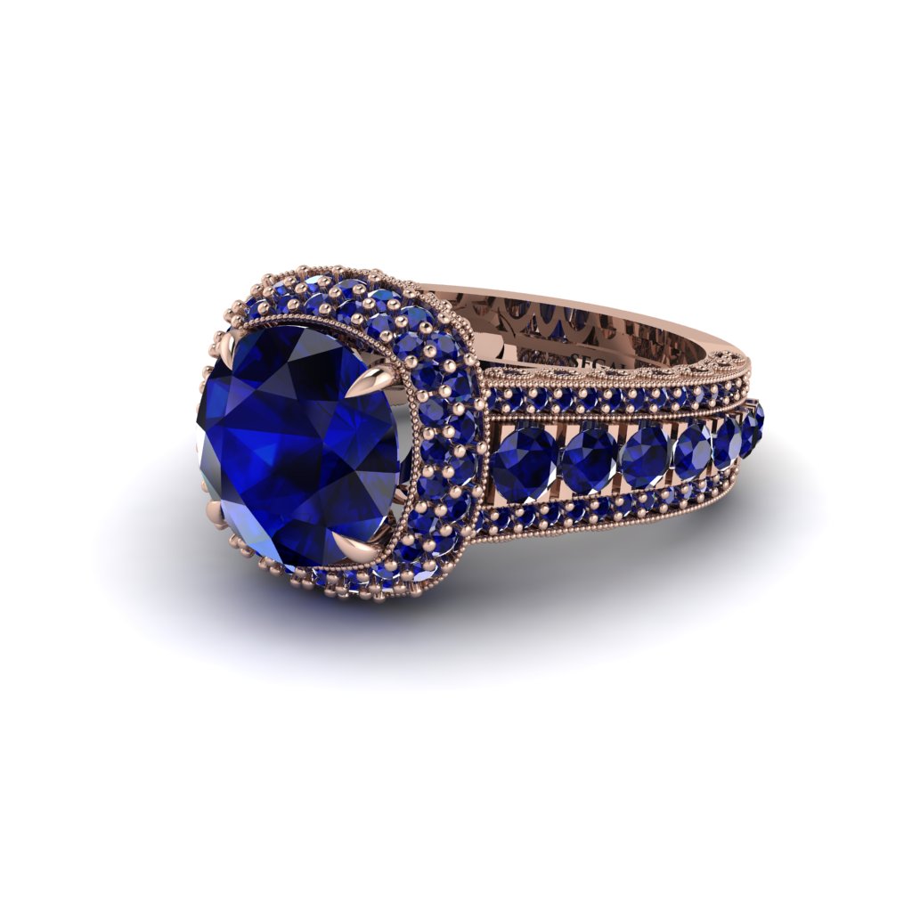 Sapphire Radiant Majesty Pave Engagement Ring - Cataleya No. 74