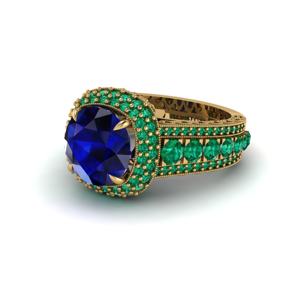 Sapphire Radiant Majesty Pave Engagement Ring - Cataleya No. 28