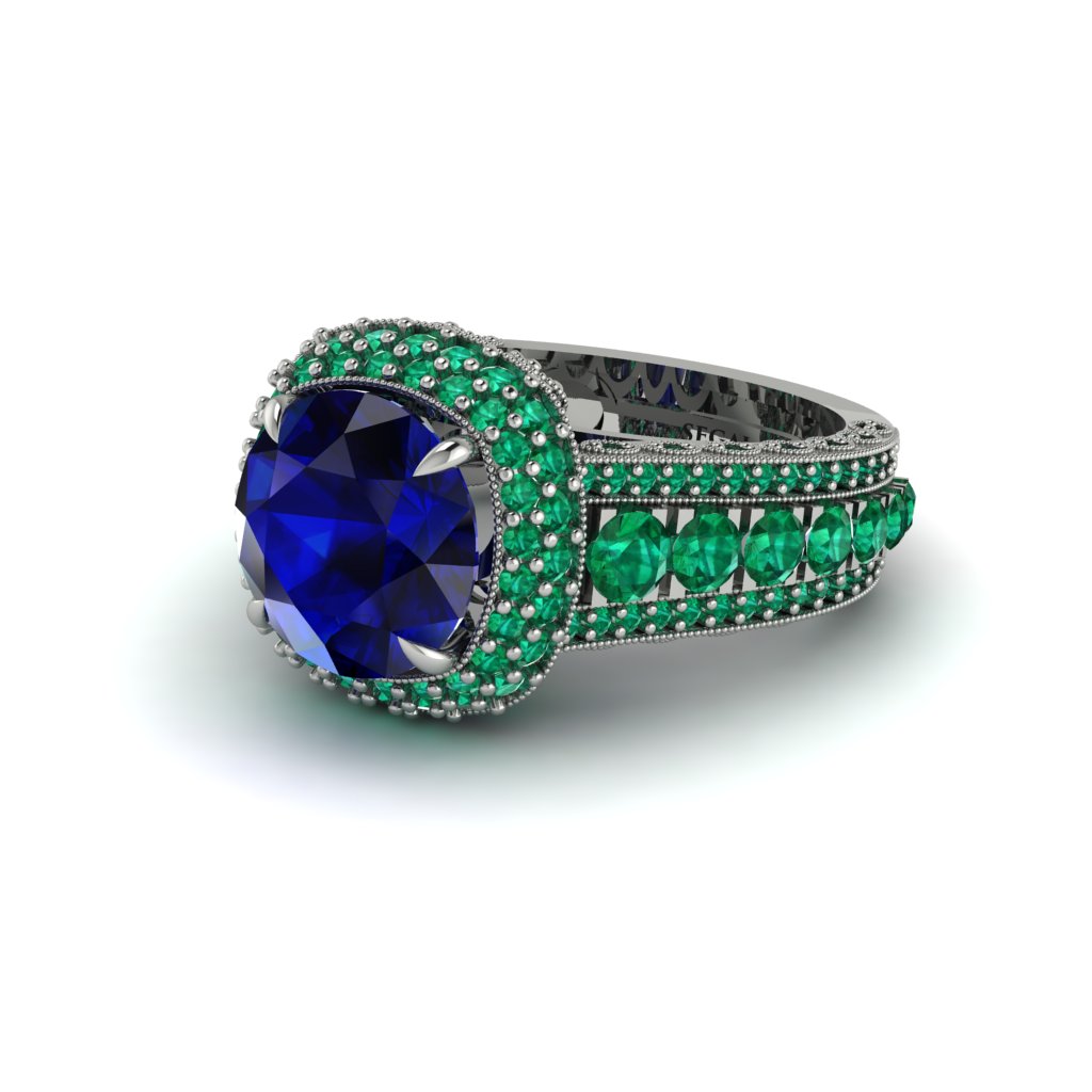 Sapphire Radiant Majesty Pave Engagement Ring - Cataleya No. 30