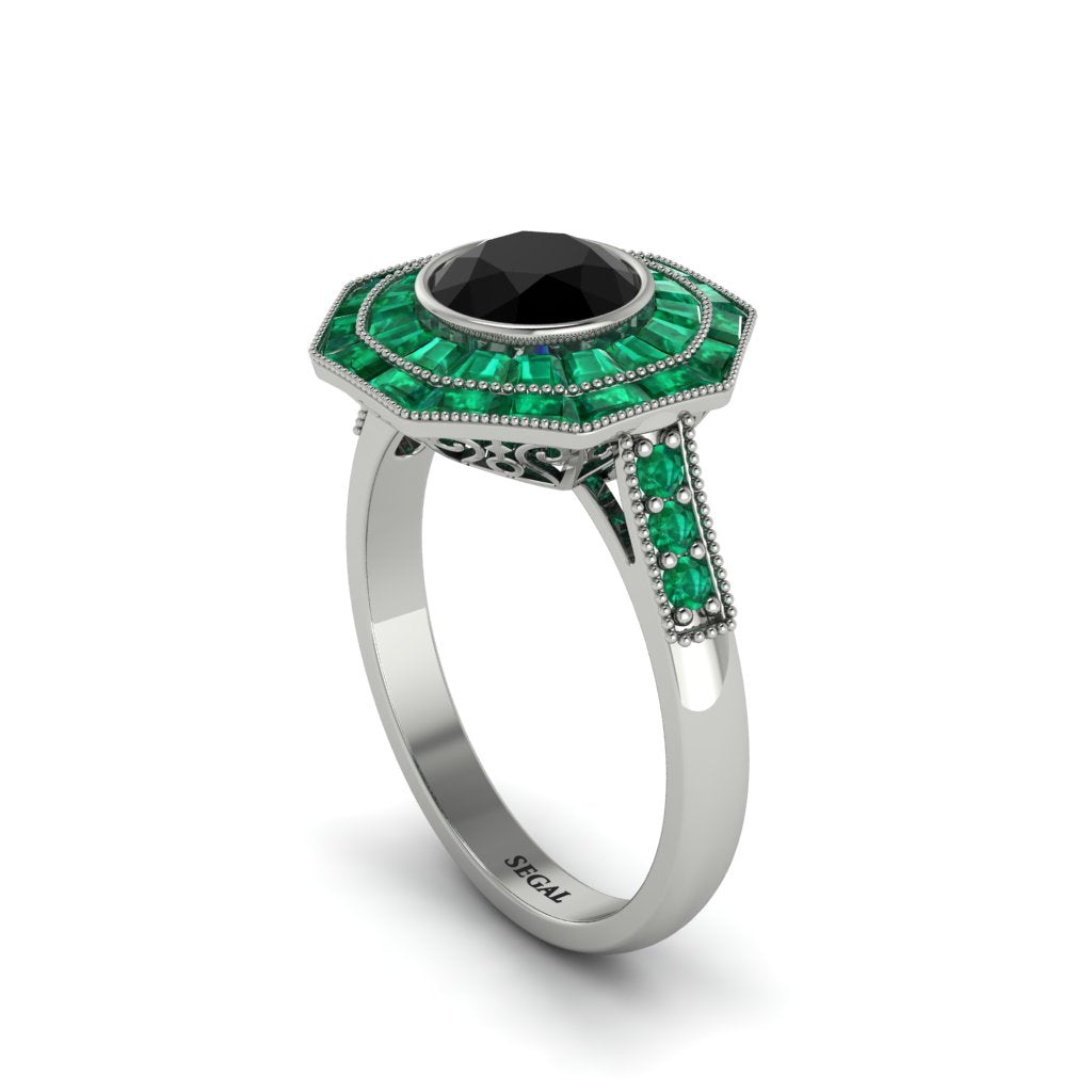 Black Diamond Radiant Majesty Engagement Ring - Francesca No. 24
