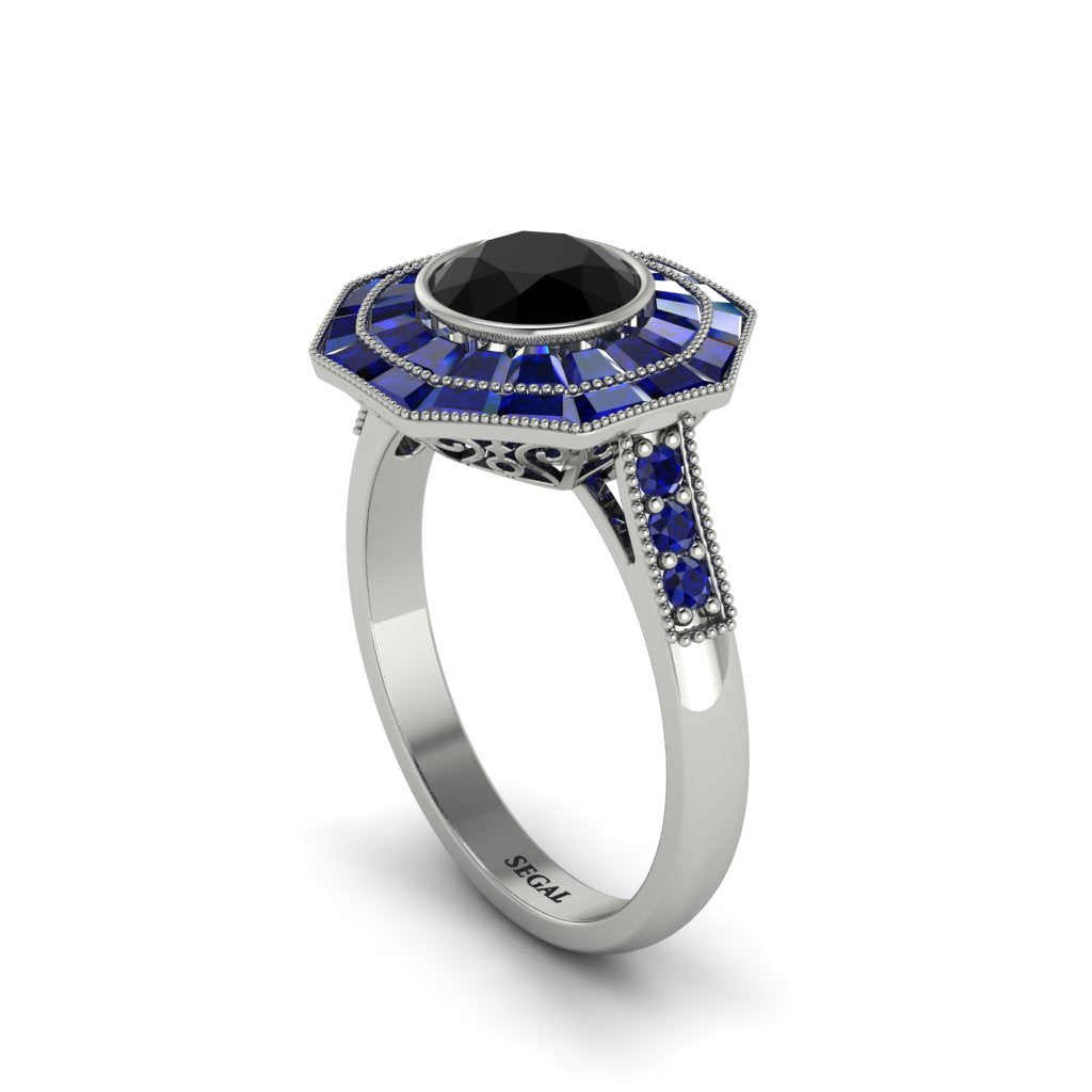 Black Diamond Radiant Majesty Engagement Ring - Francesca No. 69