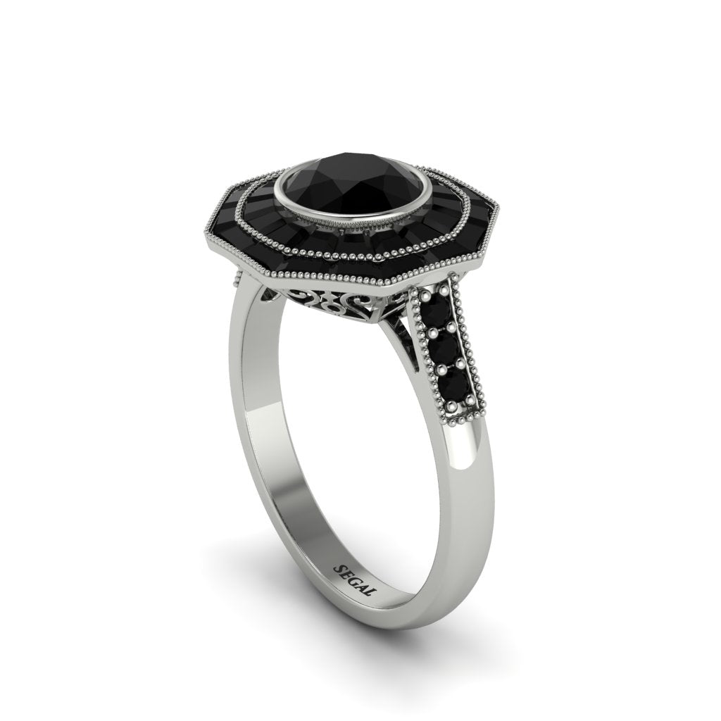 Black Diamond Radiant Majesty Engagement Ring - Francesca No. 39