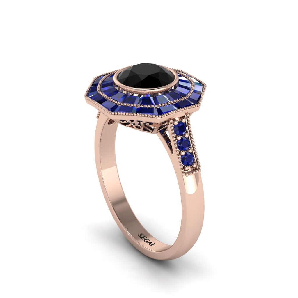 Black Diamond Radiant Majesty Engagement Ring - Francesca No. 68