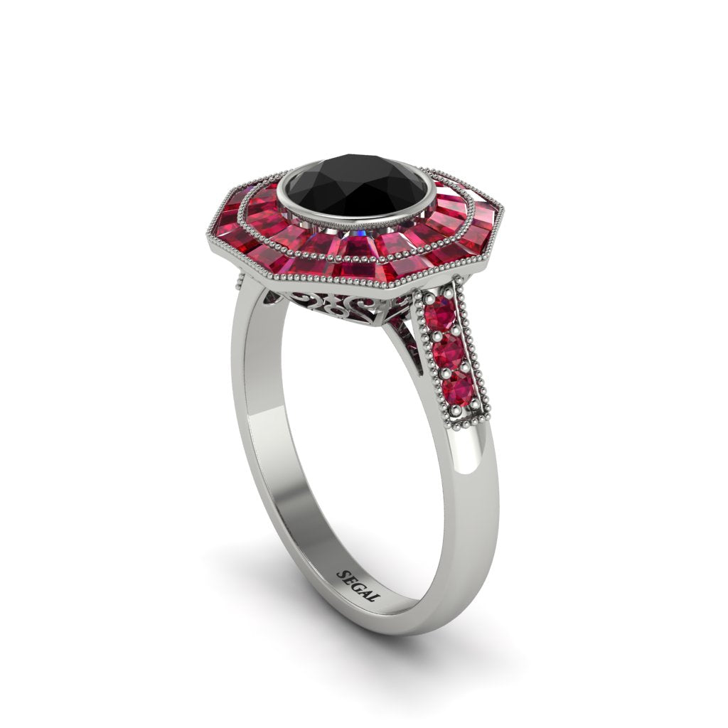 Black Diamond Radiant Majesty Engagement Ring - Francesca No. 54