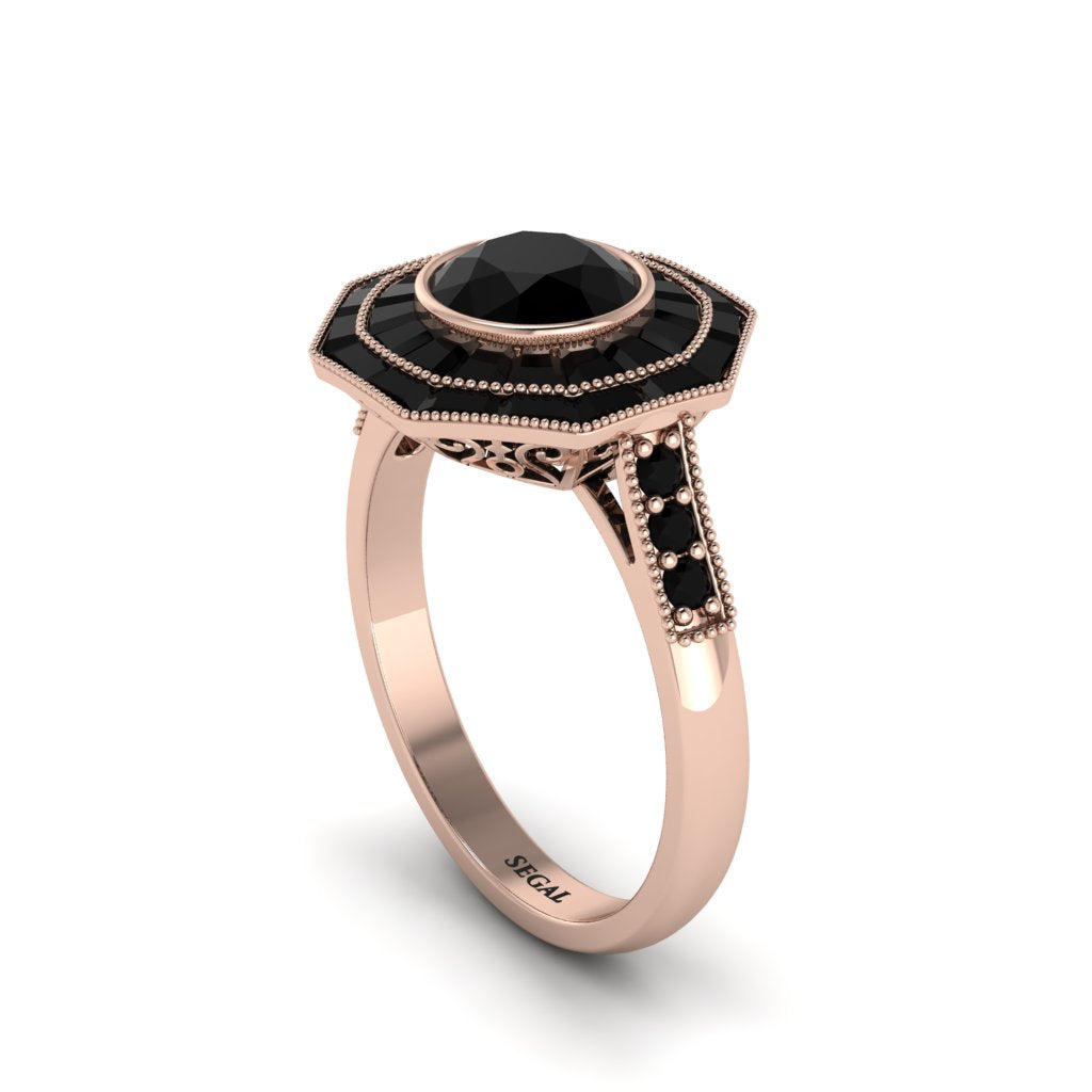 Black Diamond Radiant Majesty Engagement Ring - Francesca No. 38