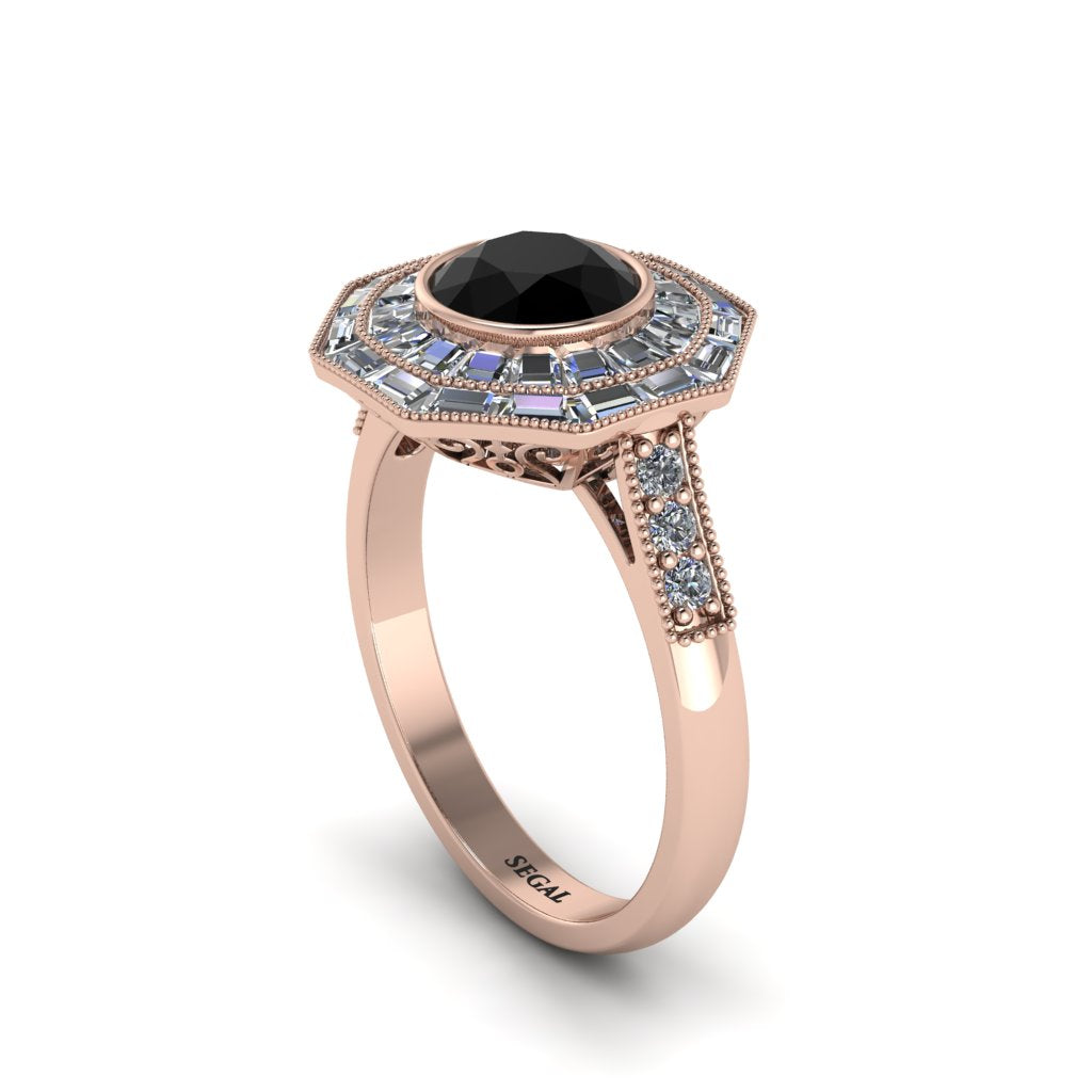 Black Diamond Radiant Majesty Engagement Ring - Francesca No. 8