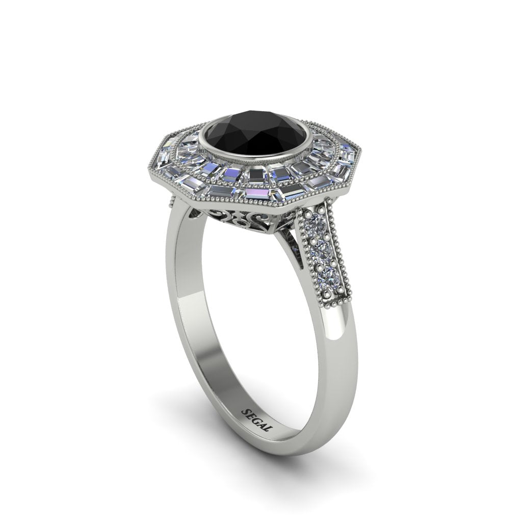 Black Diamond Radiant Majesty Engagement Ring - Francesca No. 9