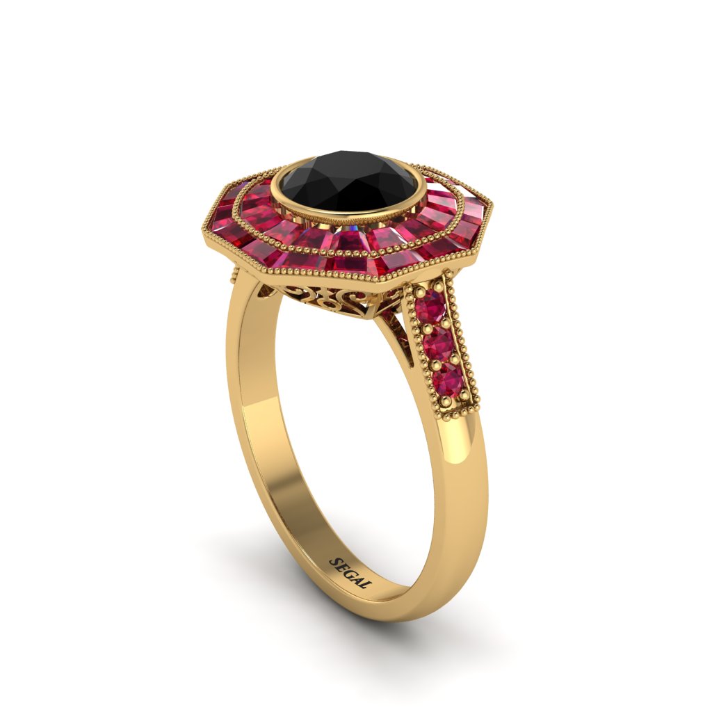 Black Diamond Radiant Majesty Engagement Ring - Francesca No. 52