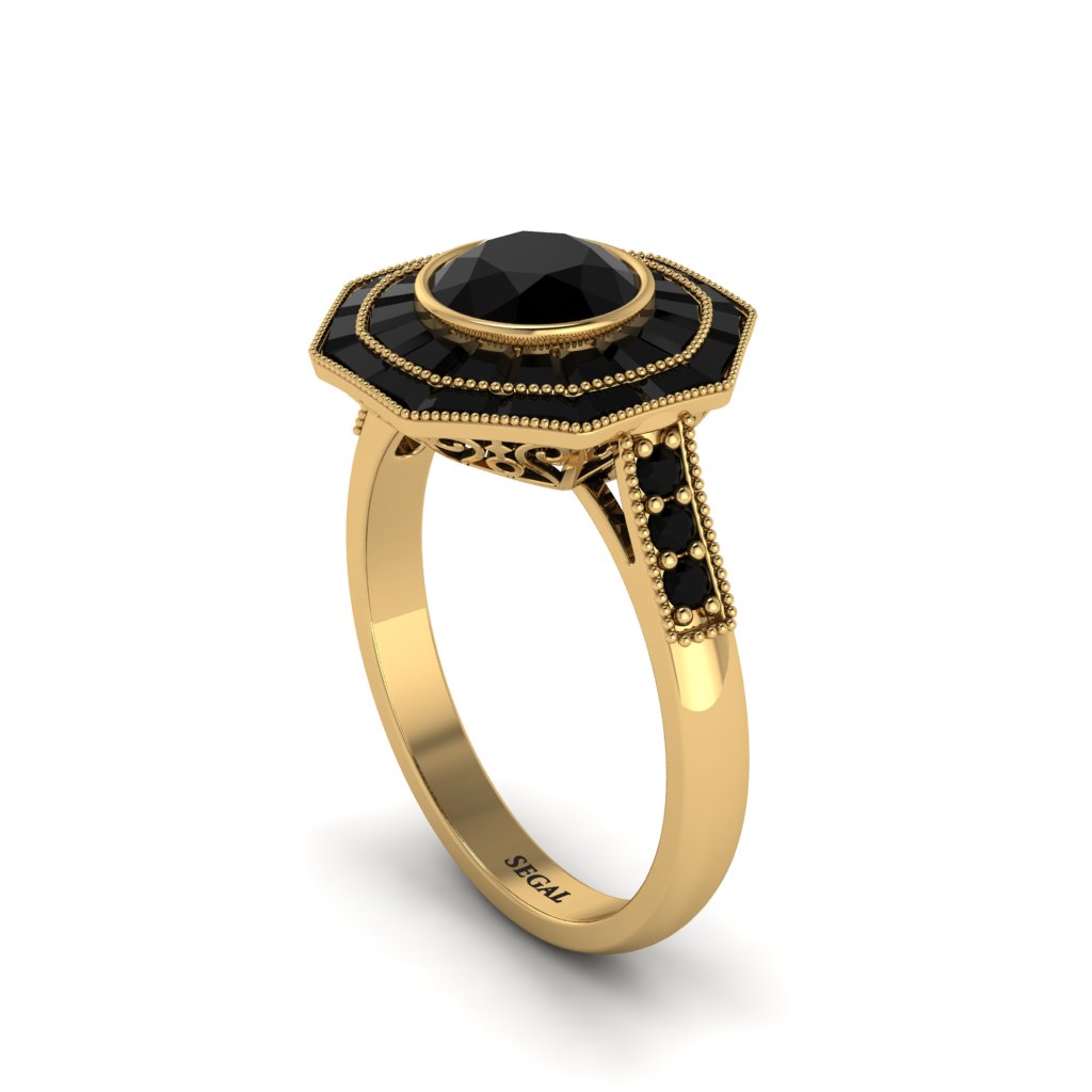 Black Diamond Radiant Majesty Engagement Ring - Francesca No. 37