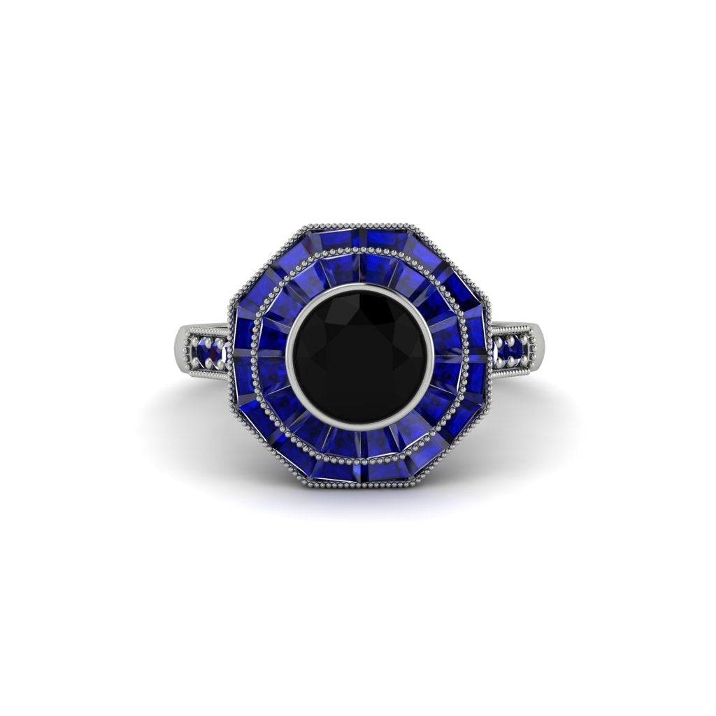 Black Diamond Radiant Majesty Engagement Ring - Francesca No. 69