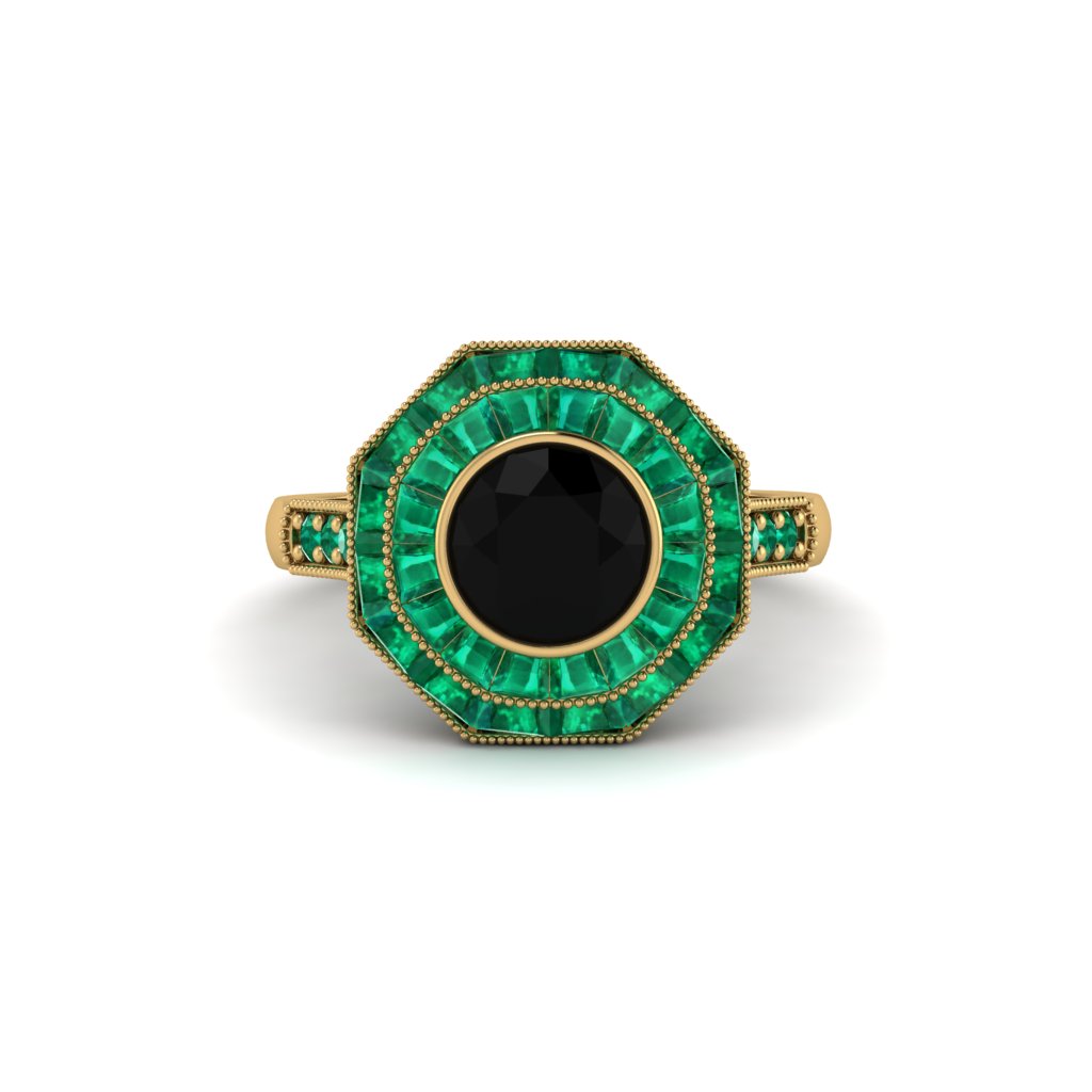 Black Diamond Radiant Majesty Engagement Ring - Francesca No. 22