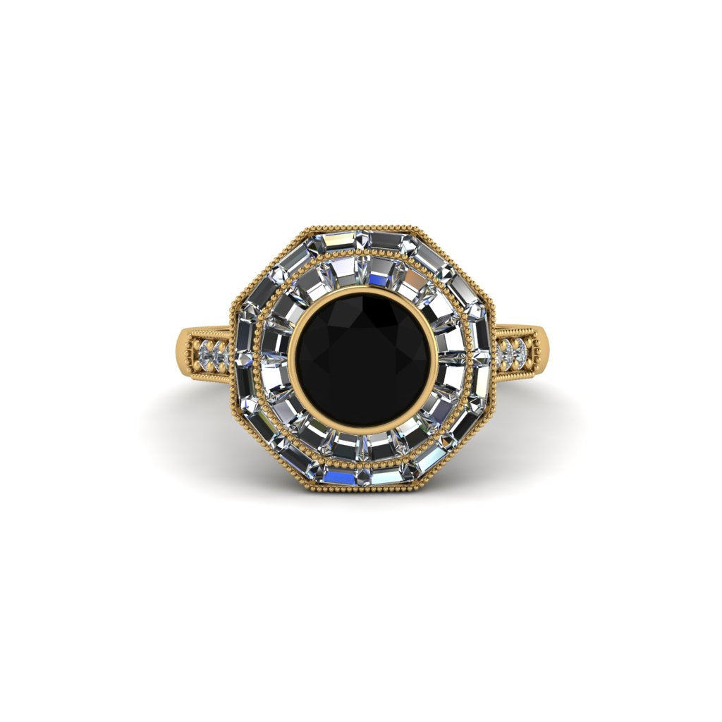 Black Diamond Radiant Majesty Engagement Ring - Francesca No. 7