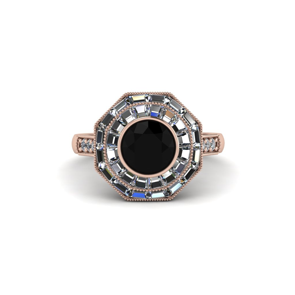 Black Diamond Radiant Majesty Engagement Ring - Francesca No. 8