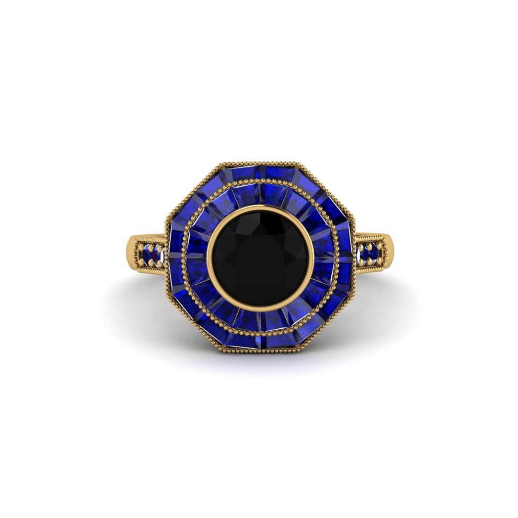 Black Diamond Radiant Majesty Engagement Ring - Francesca No. 67