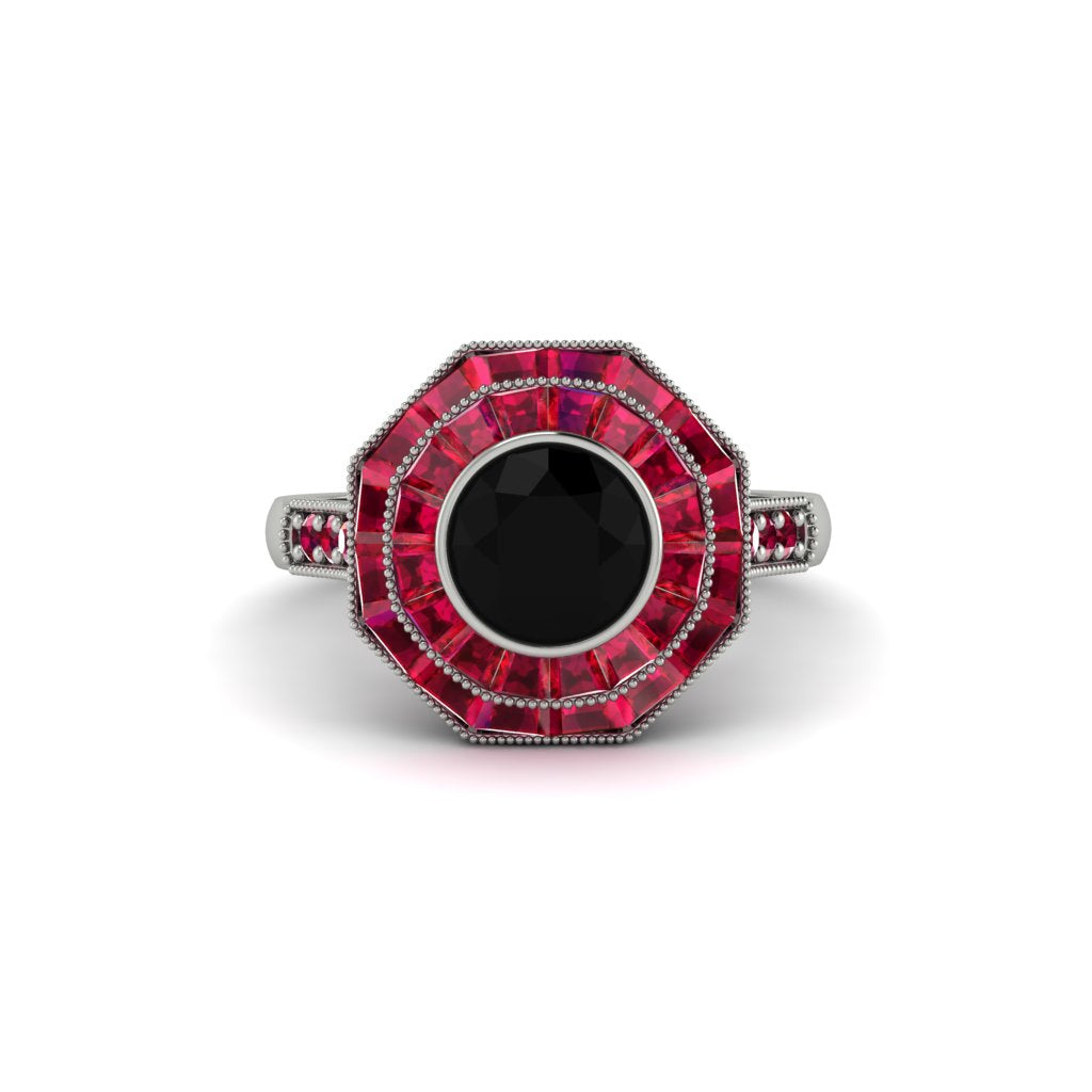 Black Diamond Radiant Majesty Engagement Ring - Francesca No. 54