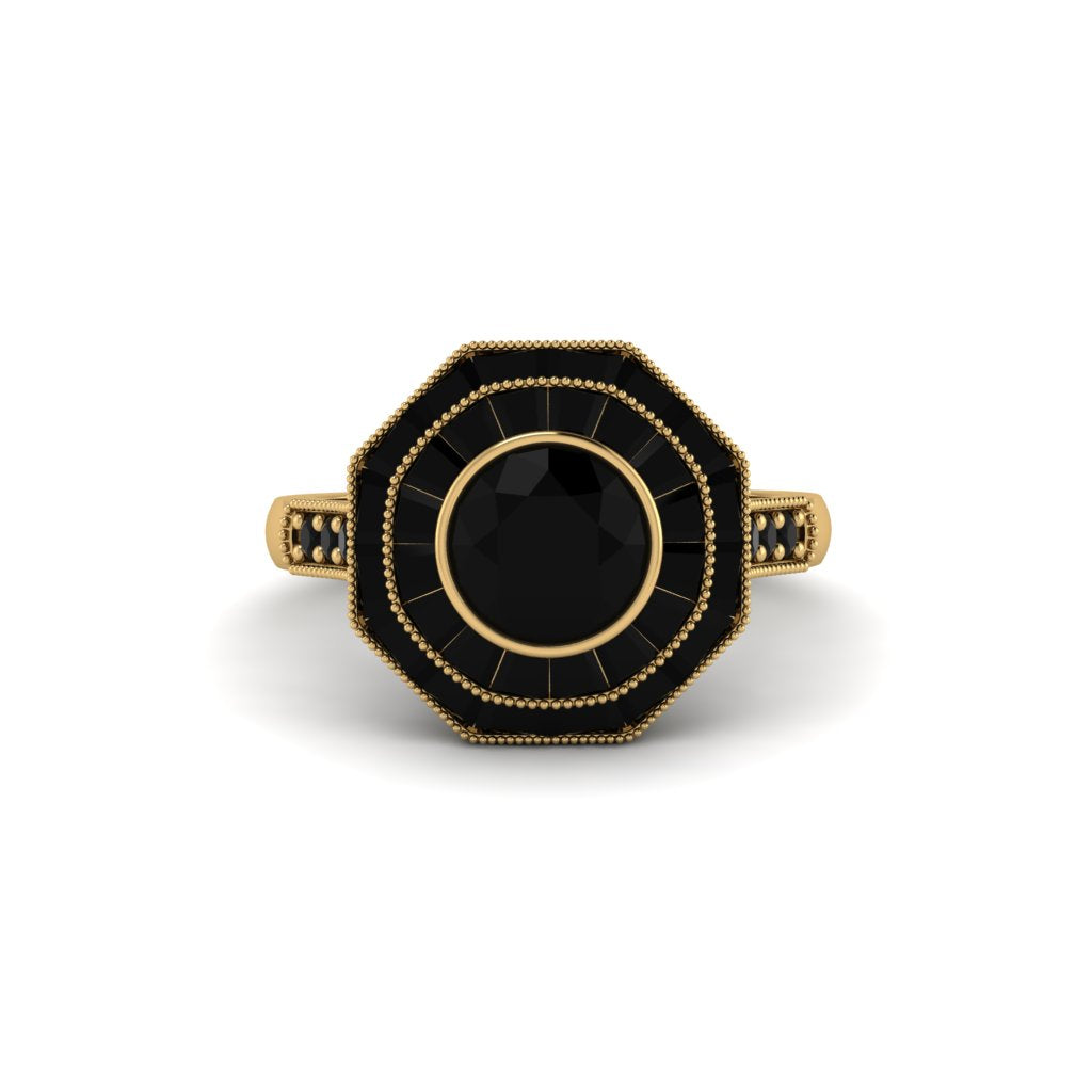 Black Diamond Radiant Majesty Engagement Ring - Francesca No. 37