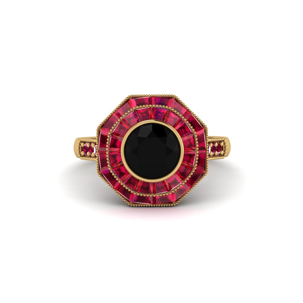 Black Diamond Radiant Majesty Engagement Ring - Francesca No. 52