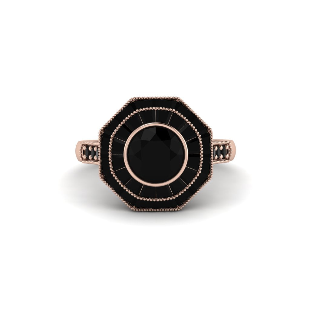 Black Diamond Radiant Majesty Engagement Ring - Francesca No. 38