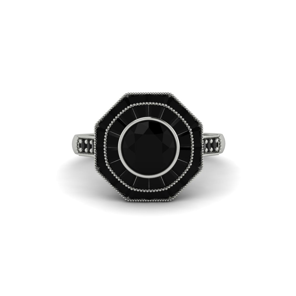 Black Diamond Radiant Majesty Engagement Ring - Francesca No. 39