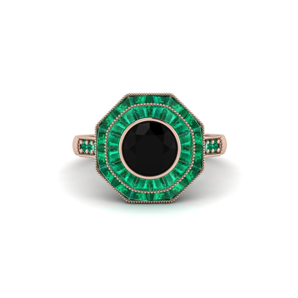 Black Diamond Radiant Majesty Engagement Ring - Francesca No. 23