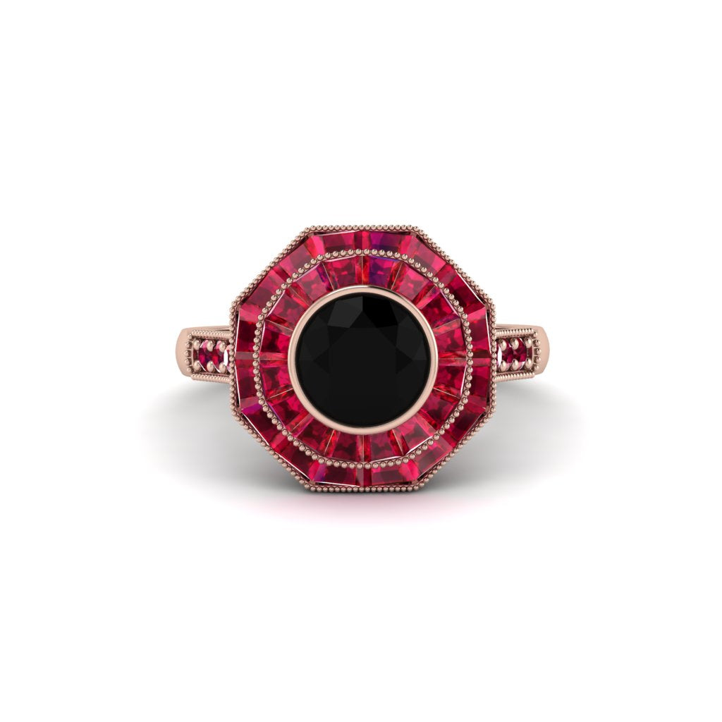 Black Diamond Radiant Majesty Engagement Ring - Francesca No. 53