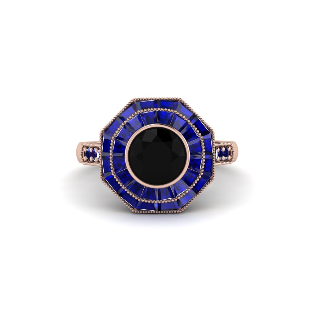 Black Diamond Radiant Majesty Engagement Ring - Francesca No. 68