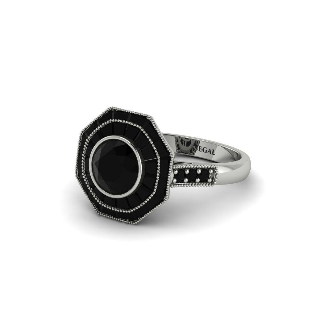 Black Diamond Radiant Majesty Engagement Ring - Francesca No. 39