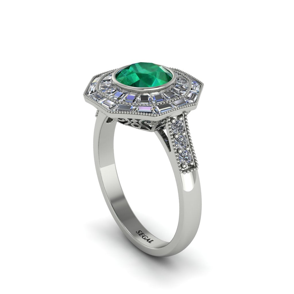 Emerald Radiant Majesty Engagement Ring - Francesca No. 6
