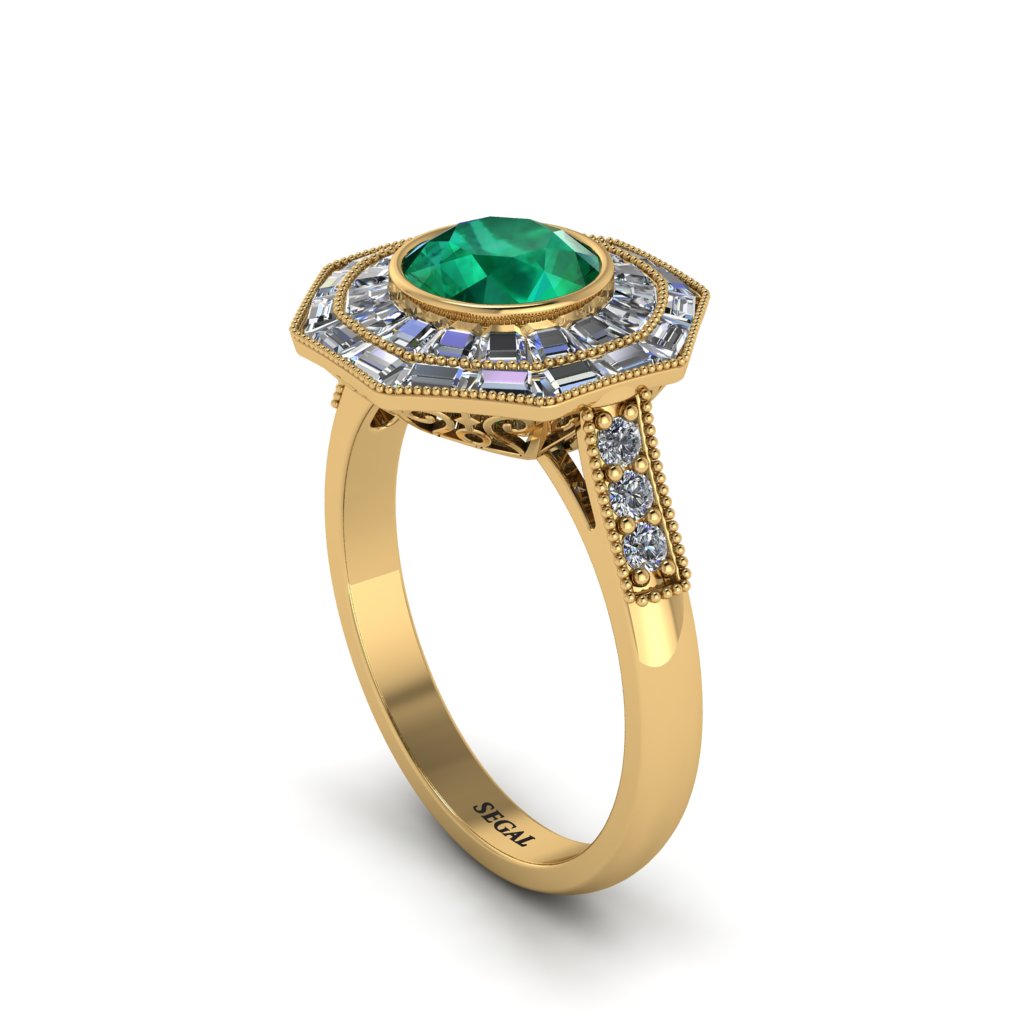Emerald Radiant Majesty Engagement Ring - Francesca No. 4