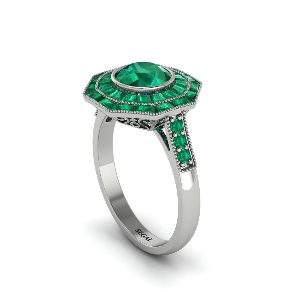Emerald Radiant Majesty Engagement Ring - Francesca No. 21