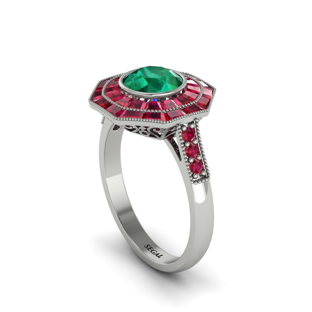Emerald Radiant Majesty Engagement Ring - Francesca No. 51