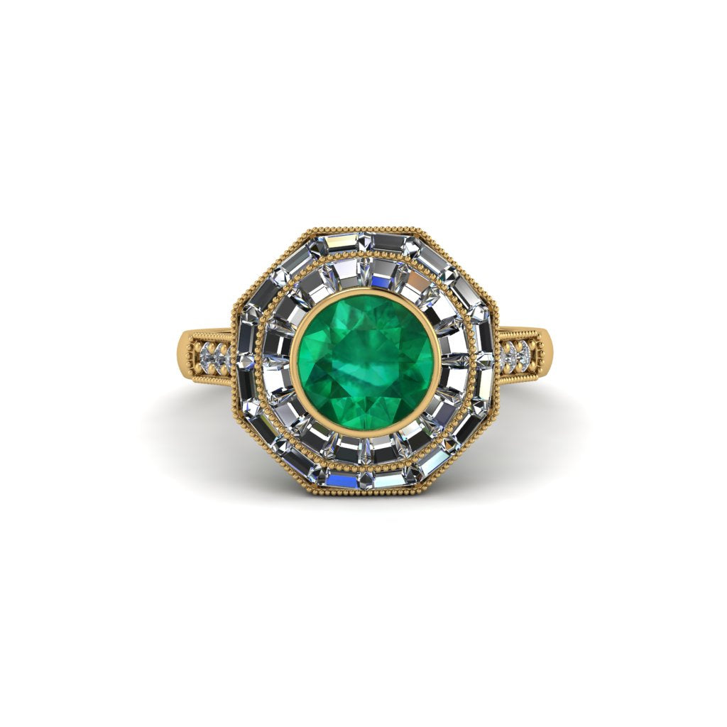 Emerald Radiant Majesty Engagement Ring - Francesca No. 4