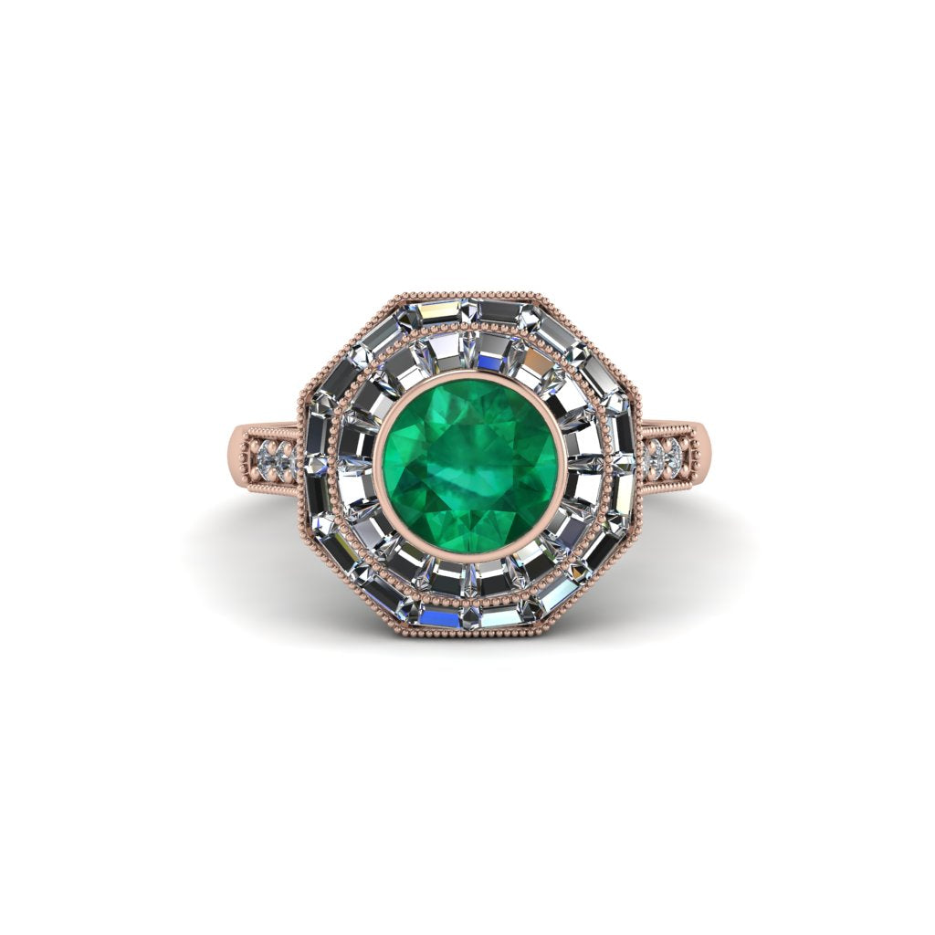 Emerald Radiant Majesty Engagement Ring - Francesca No. 5