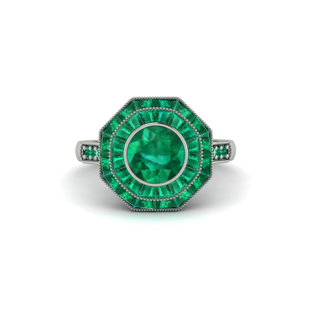 Emerald Radiant Majesty Engagement Ring - Francesca No. 21