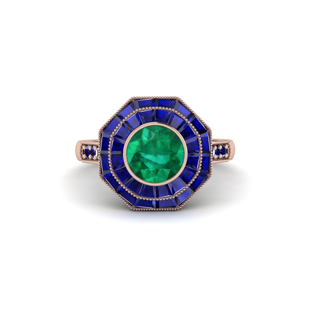Emerald Radiant Majesty Engagement Ring - Francesca No. 65