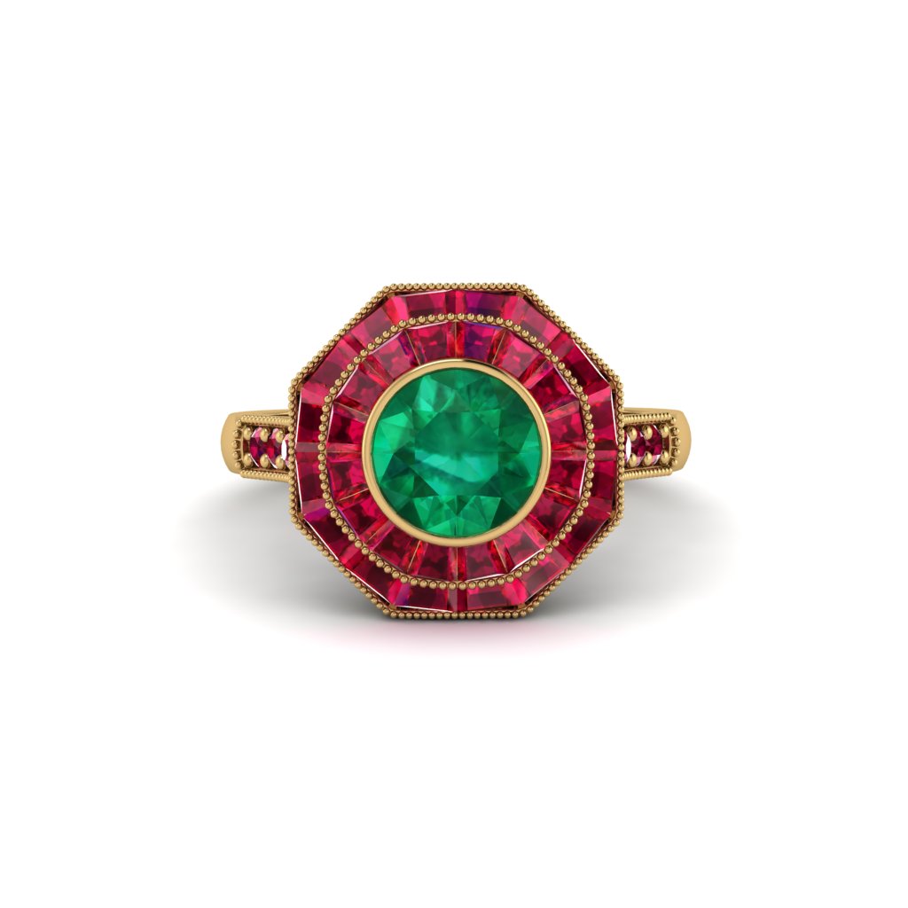 Emerald Radiant Majesty Engagement Ring - Francesca No. 49
