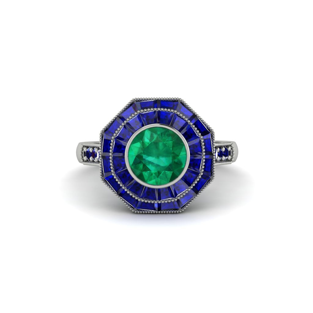Emerald Radiant Majesty Engagement Ring - Francesca No. 66
