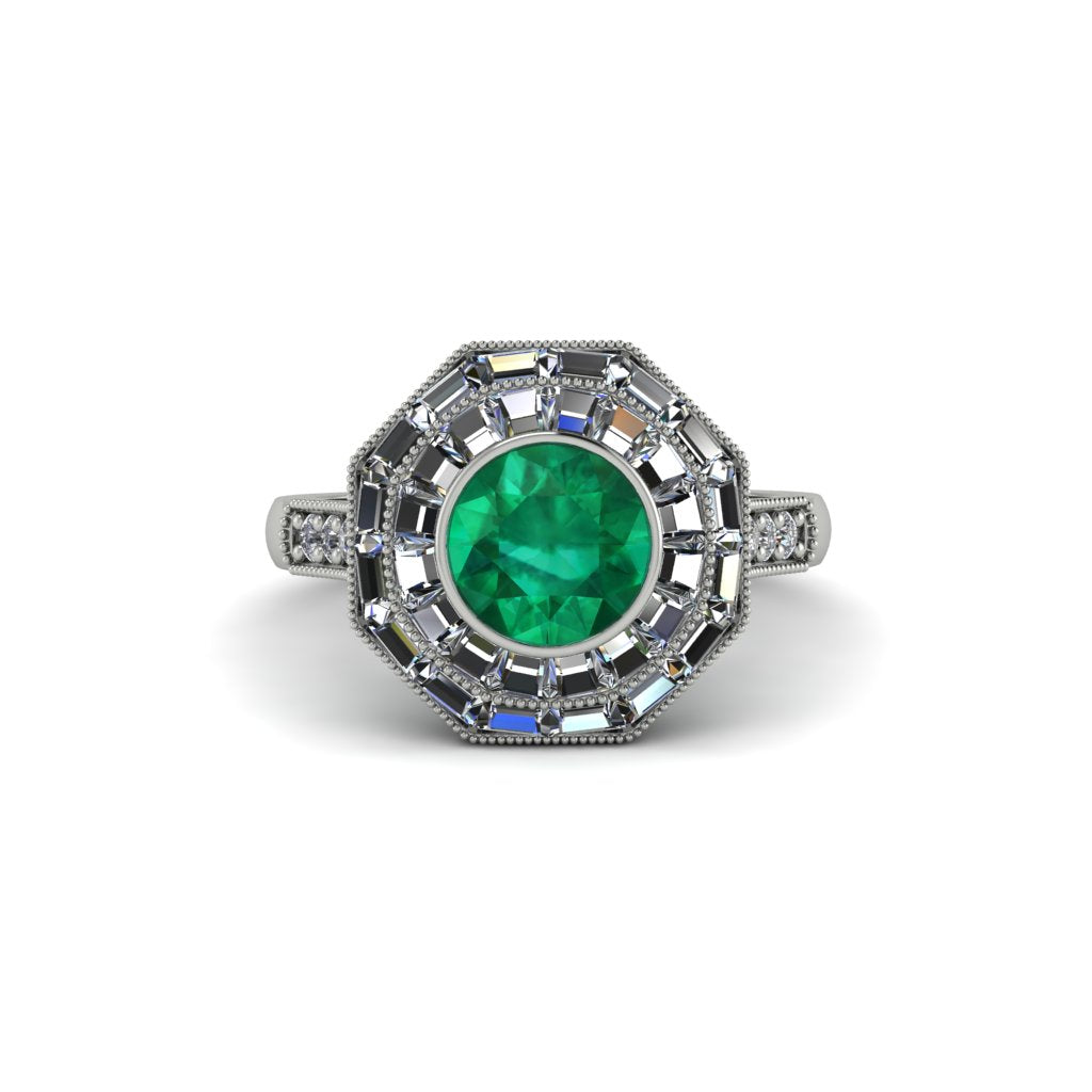 Emerald Radiant Majesty Engagement Ring - Francesca No. 6
