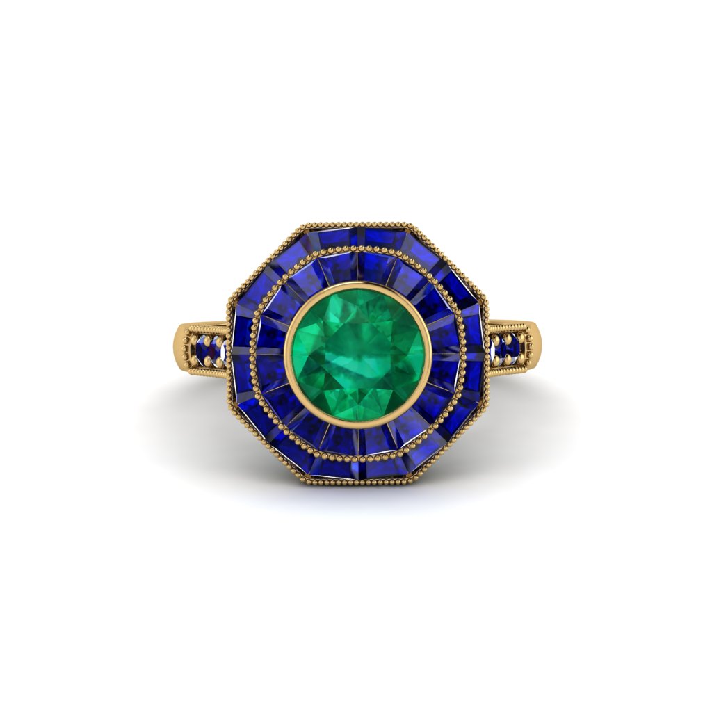 Emerald Radiant Majesty Engagement Ring - Francesca No. 64