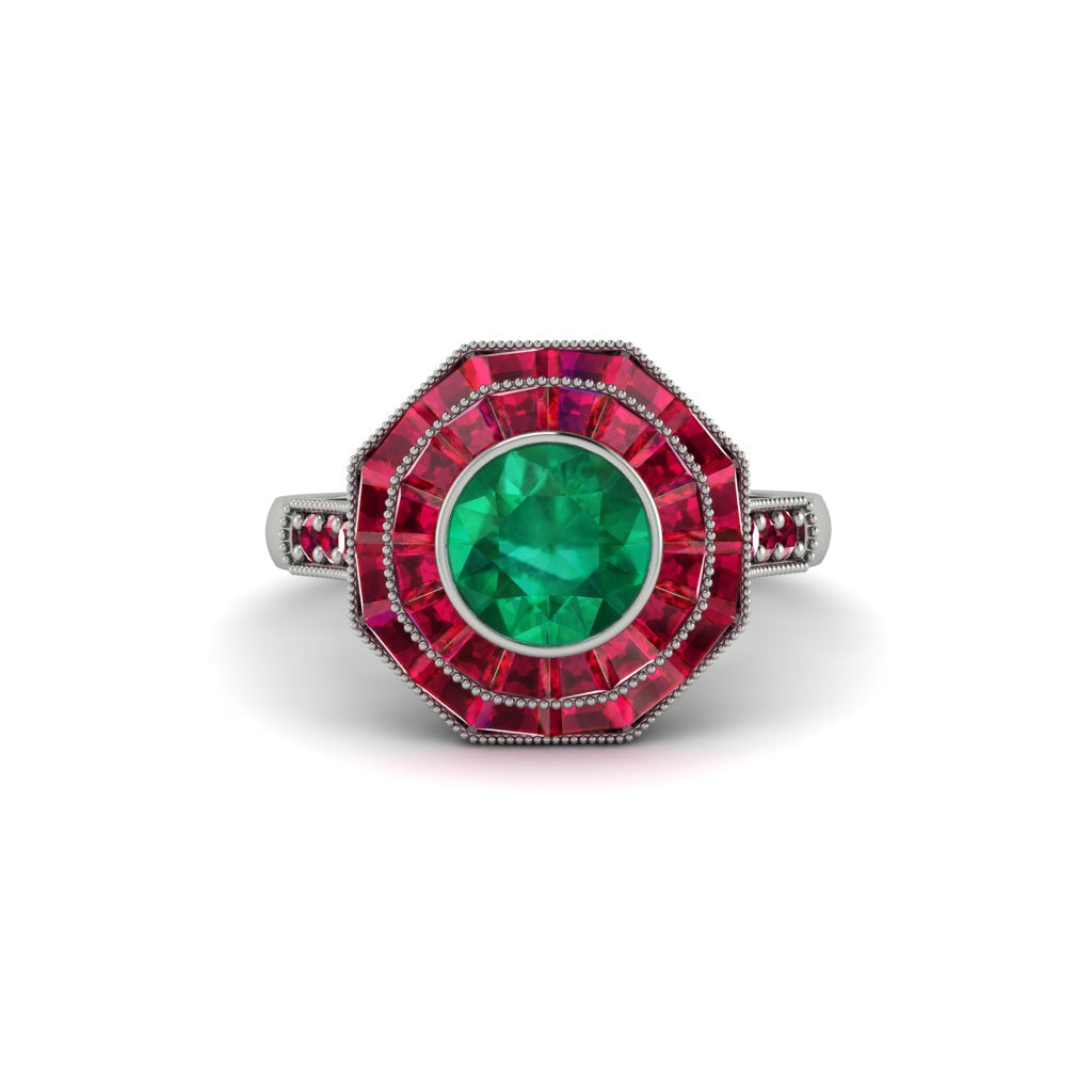 Emerald Radiant Majesty Engagement Ring - Francesca No. 51