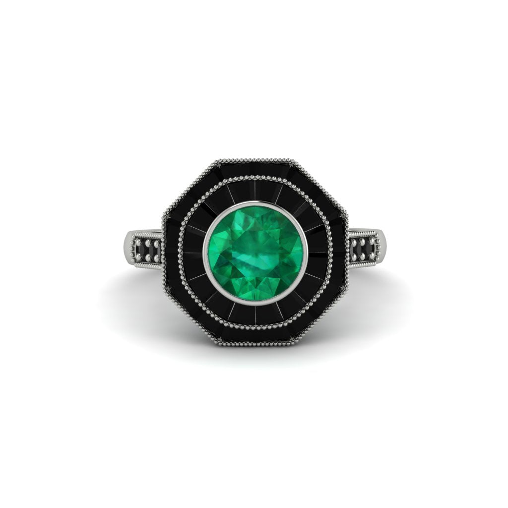 Emerald Radiant Majesty Engagement Ring - Francesca No. 36