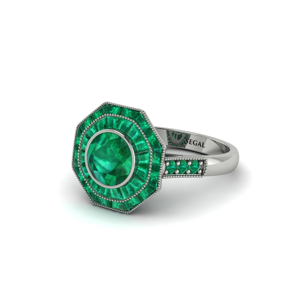 Emerald Radiant Majesty Engagement Ring - Francesca No. 21