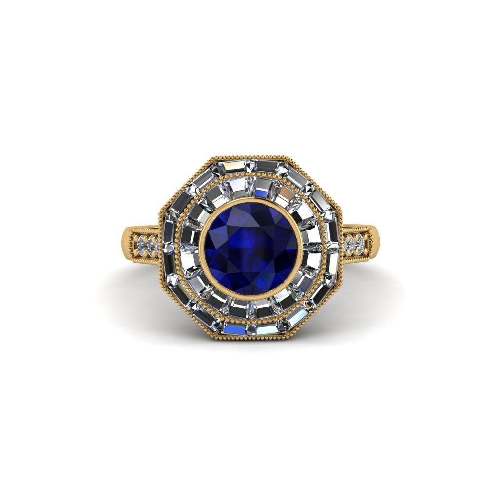 Sapphire Radiant Majesty Engagement Ring - Francesca No. 13