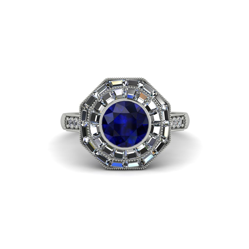 Sapphire Radiant Majesty Engagement Ring - Francesca No. 15