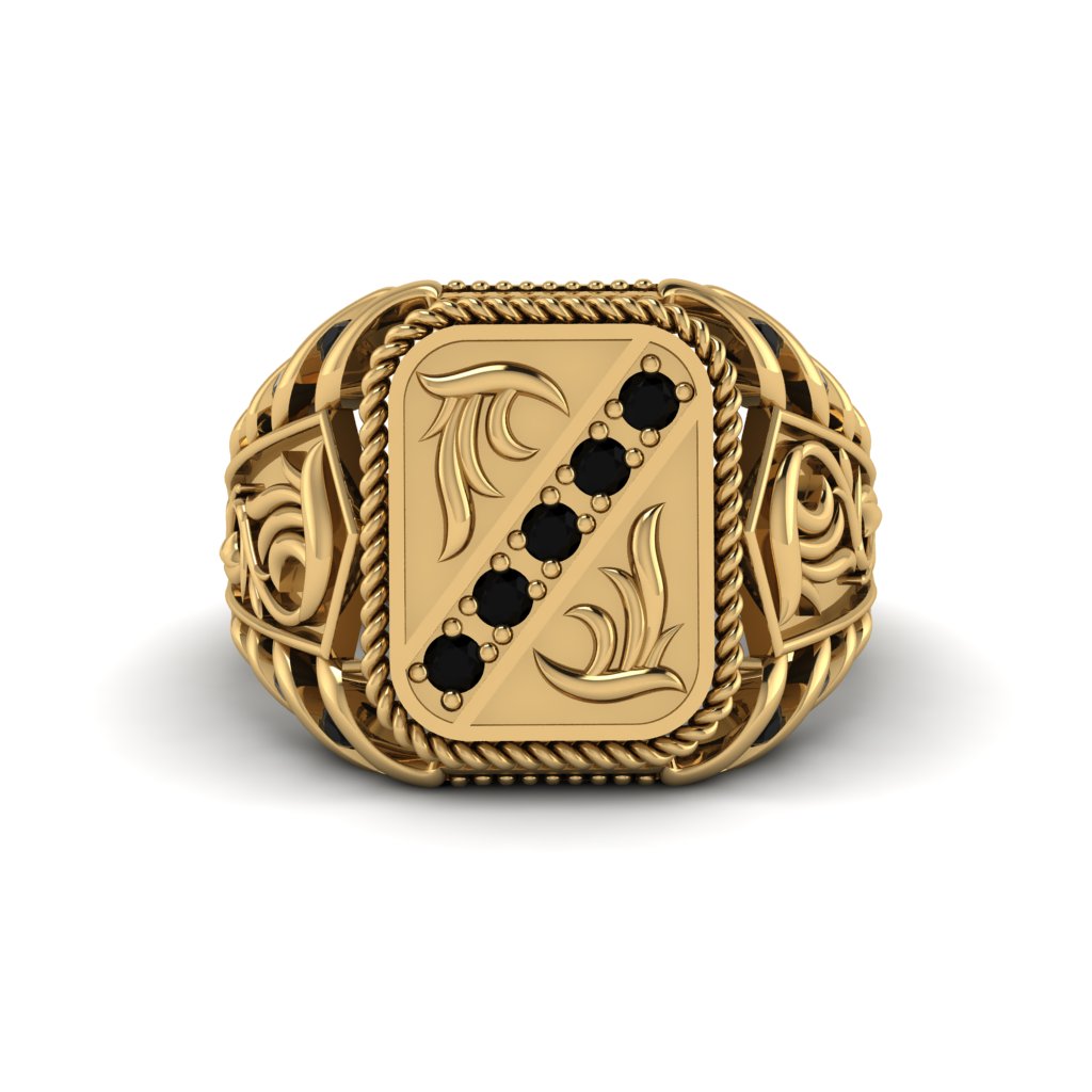 Black Diamond Regal Filigree Men's Ring - Hollis No. 7