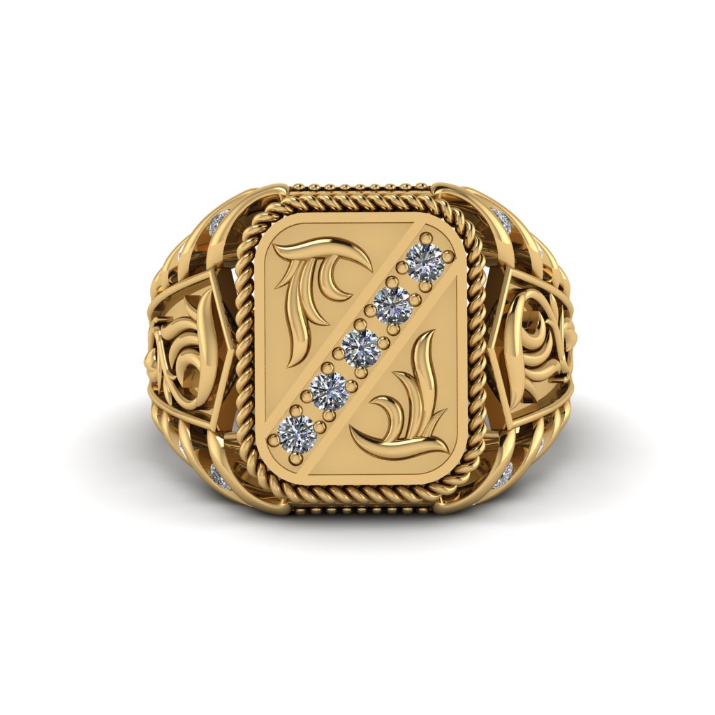 Diamond Regal Filigree Men's Ring - Hollis No. 1