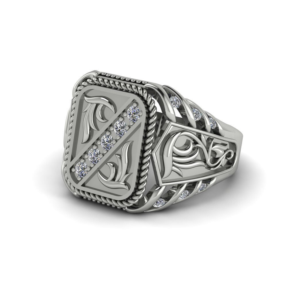 Diamond Regal Filigree Men's Ring - Hollis No. 3