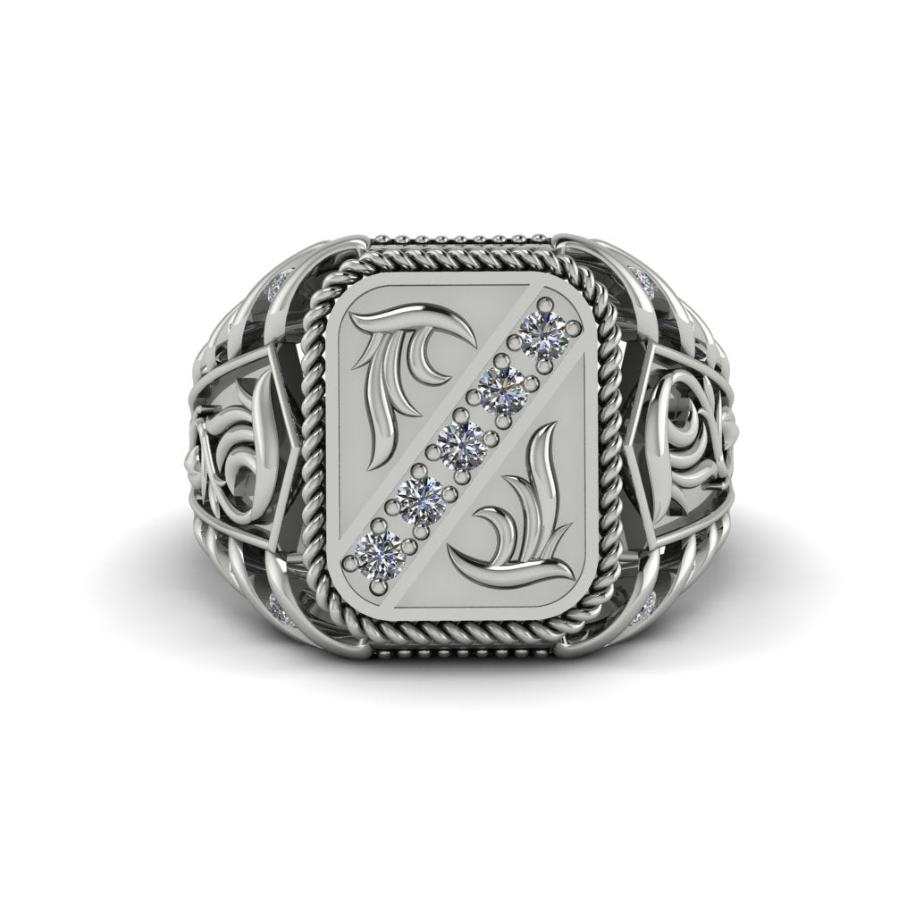 Diamond Regal Filigree Men's Ring - Hollis No. 3